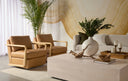 Rustic Oak Ludlow Sesame Leather Lounge Chair Castell Swivel by Matho Sun, view 8