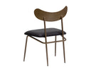 Antique Brass Charcoal Black Leather Dining Chair Gibbons by Matho Sun, view 4