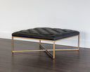 Antique Brass Vintage Black Night Leather Ottoman Endall by Matho Sun, view 3