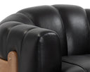Rustic Oak Vintage Black Night Leather Armchair Tadeo Swivel by Matho Sun, view 6