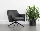 Alpine Black Leather Lounge Chair Crosby Swivel by Matho Sun, view 5
