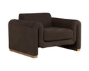 Brushed Gold Nubuck Cocoa Leather Armchair Romer by Matho Sun