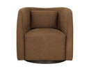 Nubuck Caramel Leather Lounge Chair Emilie Swivel by Matho Sun, view 2