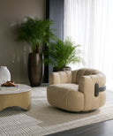 Dark Brown Sahara Sand Leather Armchair Tadeo Swivel by Matho Sun, view 5