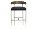 Charcoal Black Leather Barstool Zanatta by Matho Sun, view 2