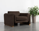 Brushed Gold Nubuck Cocoa Leather Armchair Romer by Matho Sun, view 5