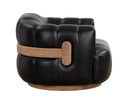 Rustic Oak Vintage Black Night Leather Armchair Tadeo Swivel by Matho Sun, view 3