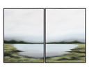 36" X 48" Black Floater Frame Landscape Lakeside Views (Set Of 2) by Matho Sun