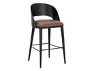 Black Cognac Leather Barstool Dezirae by Matho Sun