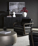 Brown Cortina Black Leather Lounge Chair Castell Swivel by Matho Sun, view 5