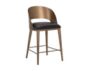 Antique Brass Charcoal Black Leather Counter Stool Dezirae by Matho Sun