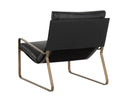 Antique Brass Charcoal Black Leather Lounge Chair Zancor by Matho Sun, view 4