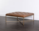 Antique Brass Vintage Camel Leather Ottoman Endall by Matho Sun, view 3