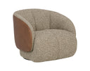 Torched Meringue / Cognac Leather Lounge Chair Camie Swivel by Matho Sun