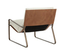 Antique Brass Geralt Linen / Tan Leather Lounge Chair Zancor by Matho Sun, view 4