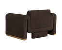 Brushed Gold Nubuck Cocoa Leather Armchair Romer by Matho Sun, view 4