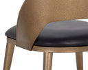 Antique Brass Charcoal Black Leather Dining Chair Dezirae by Matho Sun, view 8
