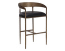 Charcoal Black Leather Barstool Zanatta by Matho Sun
