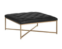 Antique Brass Vintage Black Night Leather Ottoman Endall by Matho Sun