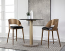 Antique Brass Charcoal Black Leather Counter Stool Dezirae by Matho Sun, view 5