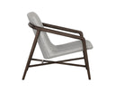 Distressed Brown Saloon Light Grey Leather Lounge Chair Cinelli by Matho Sun, view 3