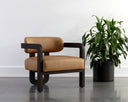 Brown Ludlow Sesame Leather Lounge Chair Madrone by Matho Sun, view 5