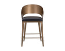 Antique Brass Charcoal Black Leather Counter Stool Dezirae by Matho Sun, view 2