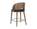 Antique Brass Charcoal Black Leather Counter Stool Dezirae by Matho Sun, view 4