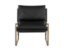 Antique Brass Charcoal Black Leather Lounge Chair Zancor by Matho Sun, view 2