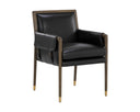Distressed Brown Cortina Black Leather Dining Armchair Mauti by Matho Sun