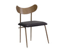 Antique Brass Charcoal Black Leather Dining Chair Gibbons by Matho Sun