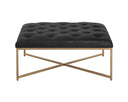 Antique Brass Vintage Black Night Leather Ottoman Endall by Matho Sun, view 2