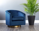 Gold Navy Blue Sky Lounge Chair Hazel Swivel by Matho Sun, view 5