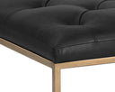 Antique Brass Vintage Black Night Leather Ottoman Endall by Matho Sun, view 4