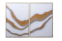 40" X 60" Gold Floater Frame Abstract Gold Abyss (Set Of 2) by Matho Sun