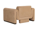 Distressed Brown Nubuck Tan Leather Armchair Romer by Matho Sun, view 4
