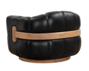 Rustic Oak Vintage Black Night Leather Armchair Tadeo Swivel by Matho Sun, view 4