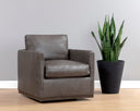 Marseille Concrete Leather Lounge Chair Portman Swivel by Matho Sun, view 5