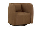 Nubuck Caramel Leather Lounge Chair Emilie Swivel by Matho Sun