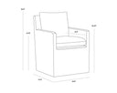 Effie Linen Dining Armchair Glenrose Wheeled by Matho Sun, view 8