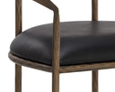 Charcoal Black Leather Dining Armchair Zanatta by Matho Sun, view 5