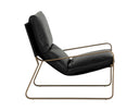 Antique Brass Charcoal Black Leather Lounge Chair Zancor by Matho Sun, view 3
