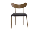 Antique Brass Charcoal Black Leather Dining Chair Gibbons by Matho Sun, view 2