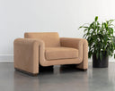 Distressed Brown Nubuck Tan Leather Armchair Romer by Matho Sun, view 5