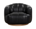 Rustic Oak Vintage Black Night Leather Armchair Tadeo Swivel by Matho Sun, view 2