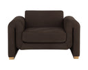 Brushed Gold Nubuck Cocoa Leather Armchair Romer by Matho Sun, view 2