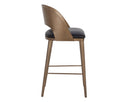 Antique Brass Charcoal Black Leather Barstool Dezirae by Matho Sun, view 3