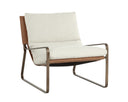 Antique Brass Geralt Linen / Tan Leather Lounge Chair Zancor by Matho Sun