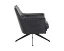 Alpine Black Leather Lounge Chair Crosby Swivel by Matho Sun, view 3