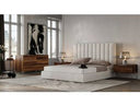 Valhalla + Lorenzo - Modern White Fabric + Light Oak 4-Piece Bedroom Set